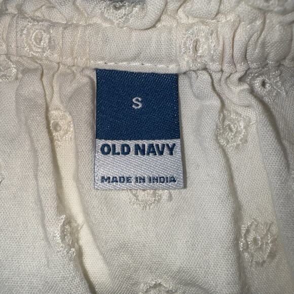 Ivory Eyelet Cotton Off Shoulder Puff Sleeve Babydoll Ruched Peasant Tunic Boho - Picture 5 of 9